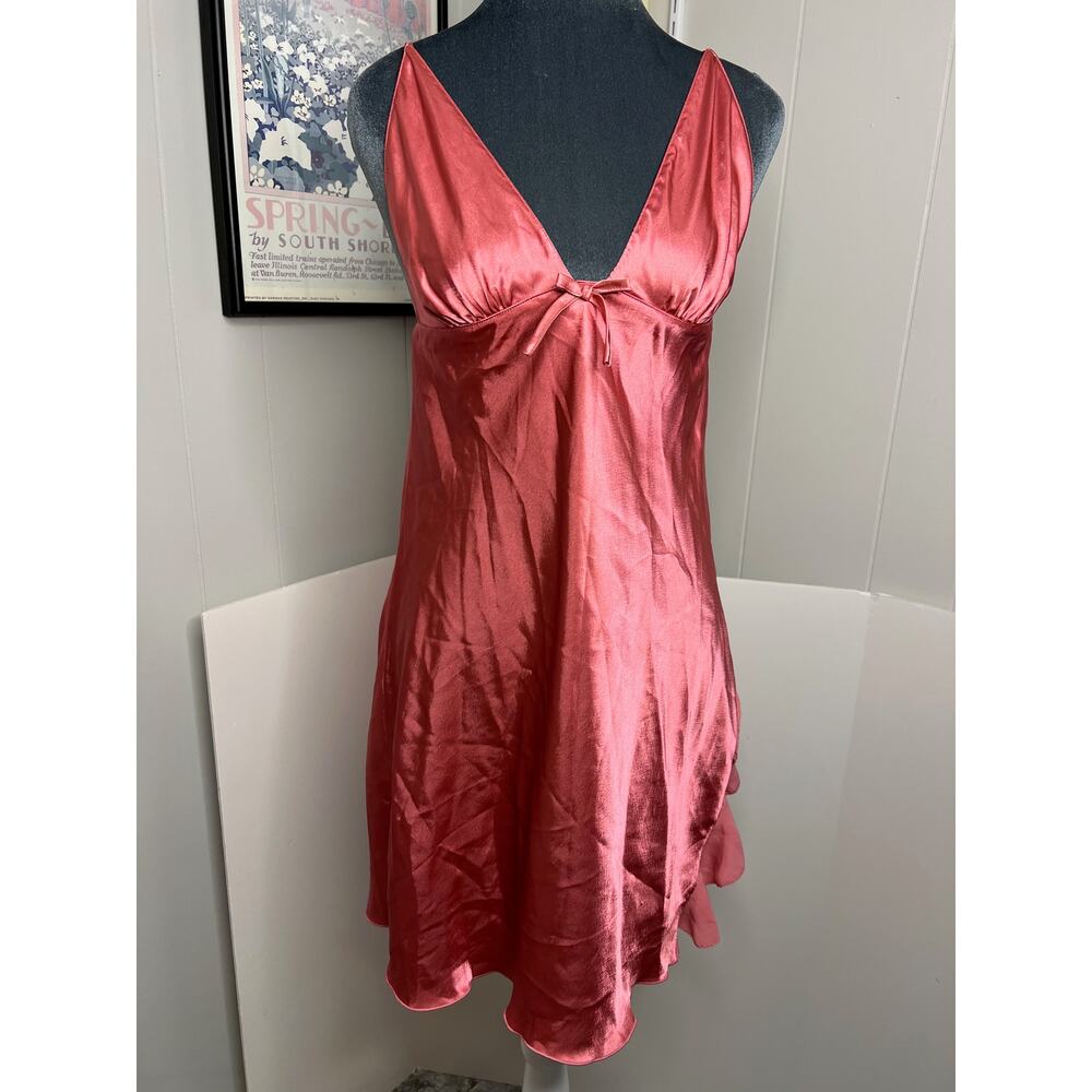 Womens Apostrophe Pink Satin Nightgown Size Small